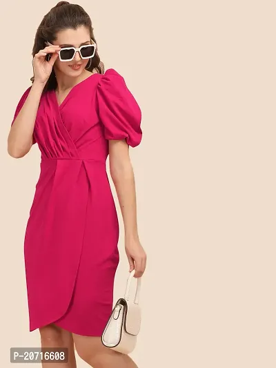 Stylish Cotton Spandex Pink Solid Dress For Women-thumb4