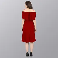 Stylish Crepe Maroon Solid Dress For Women-thumb1