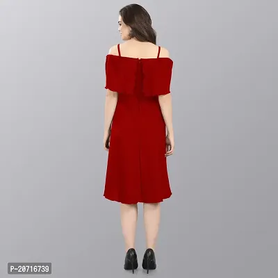 Stylish Crepe Maroon Solid Dress For Women-thumb2