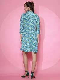 Stylish Green Crepe Printed A-Line Dress For Women-thumb3