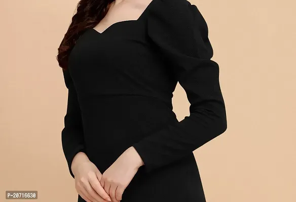 Stylish Polyester Black Solid Dress For Women-thumb5