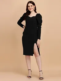 Stylish Polyester Black Solid Dress For Women-thumb2