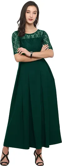 Stylish Crepe Green Solid Dress For Women-thumb1