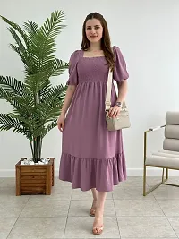 Women Fit and Flare Purple Dress-thumb3