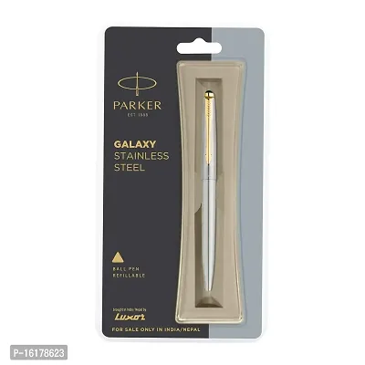 Parker Galaxy Stainless Steel Gold Trim Ball Pen-thumb2