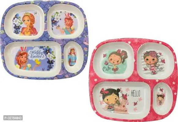 VEENSHI Set of 2 melamine plates for kids princes and cute girls design plate Dinner Plate (Pack of 2, Microwave Safe)