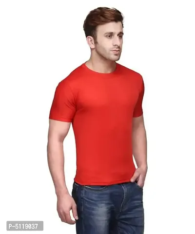 Trendy Stylish Polyester Blend Round Neck Tee for Men-thumb0