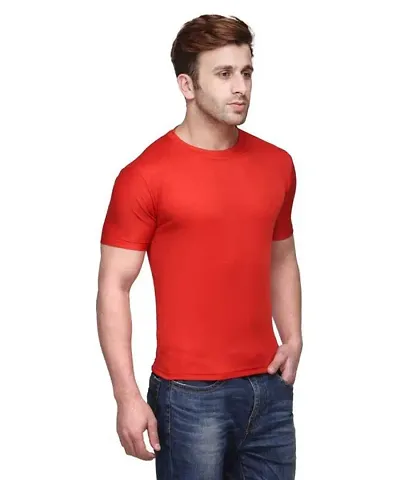 Men's Polyester Solid Round Neck T Shirt