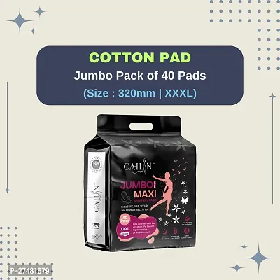 Cailin Care Cotton Soft Anti Bacterial Sanitary Napkin Sanitary Pads (Size - 320mm | XXXL) (Combo of 1 Packet) (Total 40 Pads)-thumb0