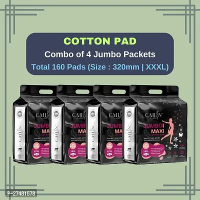 Cailin Care Cottony Soft  Rash Free  Leakage Free Sanitary Napkin Sanitary Pads  (Size - 320mm | XXXL) (Combo of 4 Packet) (Total 160 Pads)