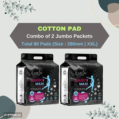 Cailin Care Cottony Extra Soft  Comfortable Sanitary Pads Sanitary Napkins (Size - 280mm | XXL) (Combo of 2 Packet) (Total 80 Pads)-thumb0