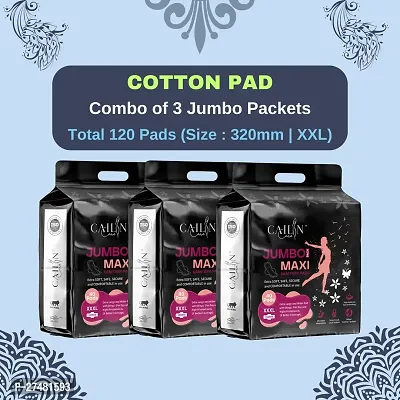 Cailin Care Premium Cotton Rash Free Sanitary Napkin Sanitary Pads (Size - 320mm | XXXL) (Combo of 3 Packet) (Total 120 Pads)-thumb0