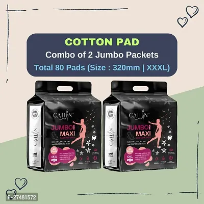 Cailin Care Extra Soft  Comfortable Cotton Sanitary Napkin Sanitary Pads  (Size - 320mm | XXXL) (Combo of 2 Packet) (Total 80 Pads)-thumb0