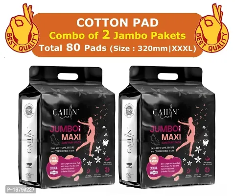 Extra Soft leakage free Cotton (XXXL) Sanitary Pads (Combo of 2 Packets) (Total 80 Pads ) Sanitary Napkin