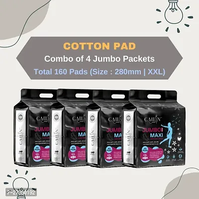 Cailin Care Rash Free Cottony Sanitary Pads Sanitary Napkins (Size - 280mm | XXL) (Combo of 4 Packet) (Total 160 Pads)