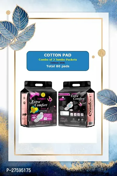 Jumbo Extra comfort Combo XXXL Cottony-Soft Top Layer  XXXL Cottony-Dry Top Layer Sanitary Pads for Women ndash; (80 Pads, 320mm each)