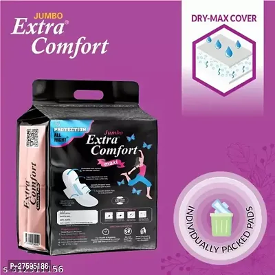 Jumbo Extra comfort Sanitary 100% Natural Cotton Pad (100% leakage Proof Sanitary Napkins ) maxi 320mm XXXL size For Women Combo 80 Pads Pack Of 2/ Total 80 Pads-thumb3