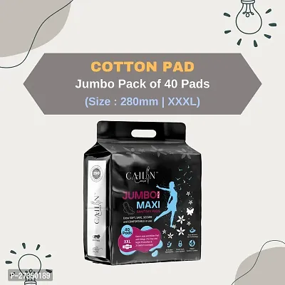 Cailin Care Rash Free Cottony Sanitary Pads Sanitary Napkins (Size - 280mm | XXL) (1 Packet) (Total 40 Pads)-thumb0