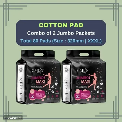 Cailin Care Cottony Soft  Rash Free  Leakage Free Sanitary Napkin Sanitary Pads  (Size - 320mm | XXXL) (Combo of 2 Packet) (Total 80 Pads)