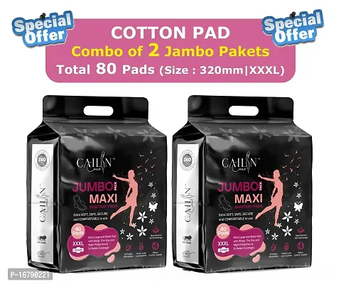 Day and Night Pure Cotton Extra Soft and Extra Long (XXXL) Sanitary Pads (Combo of 2 Packets) (Total 80 Pads ) Sanitary Napkin-thumb0