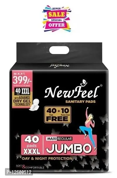 Explodge Newfeel Womens/Girls XXXL Sanitary Pads (Napkins) with Wings - Pack of 50 (40+10 Panty Liner free) (XXXL, Pink Maxi)