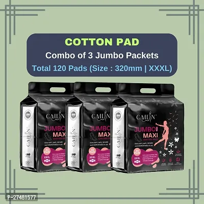 Cailin Care Cottony Soft  Rash Free  Leakage Free Sanitary Napkin Sanitary Pads  (Size - 320mm | XXXL) (Combo of 3 Packet) (Total 120 Pads)