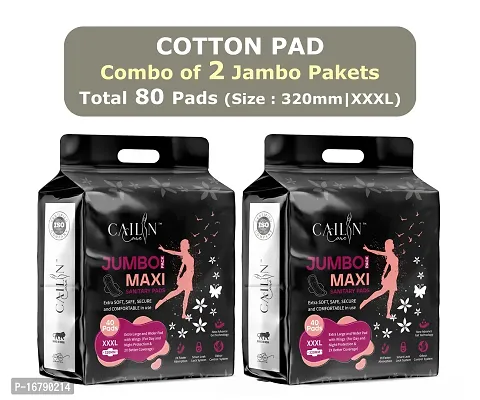 Extra Long Cottony Soft Sanitary Napkin For Heavy Flow (Size - 320mm | XXXL) (Combo of 2 Packet) (Total 80 Pads)-thumb0