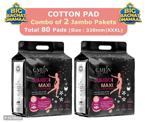 Day and Night Protection Long Lasting Dry Max Sanitary Napkins (Size - 280mm | XXXL) (Combo of 2 Packet) (Total 80 Pads)-thumb0