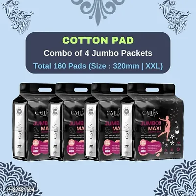 Cailin Care Premium Cotton Rash Free Sanitary Napkin Sanitary Pads (Size - 320mm | XXXL) (Combo of 4 Packet) (Total 160 Pads)-thumb0