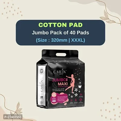 Cailin Care Natural Cotton Leakage Free Sanitary Napkin Sanitary Pads (Size - 320mm | XXXL) (Combo of 1 Packet) (Total 40 Pads)-thumb0