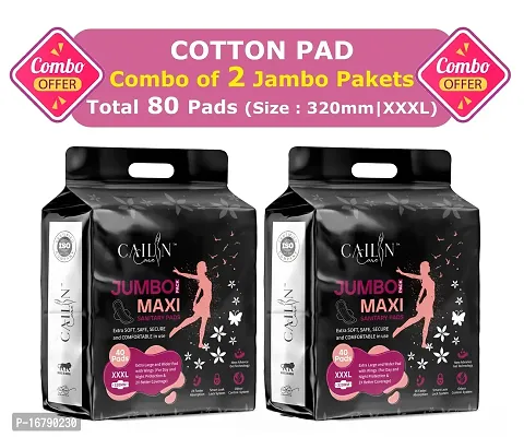 Extra Soft Cotton Sanitary Napkins ( XXXL Sanitary Pads ) (Combo of 2 Packet | Total 80 Pads)