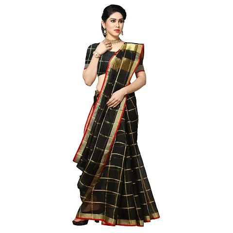 Fabulous Kota Doria Self Pattern Saree with Blouse piece For Women