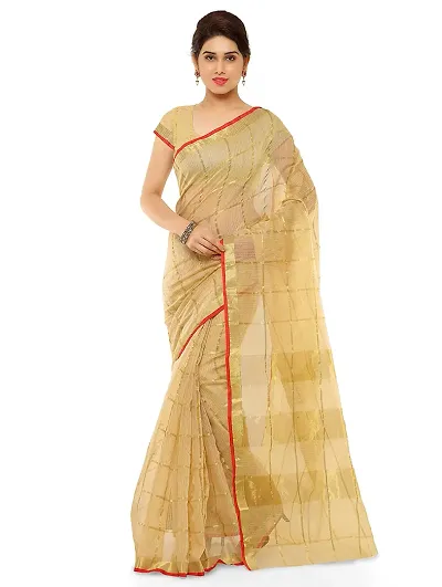 Fabulous Kota Doria Self Pattern Saree with Blouse piece For Women