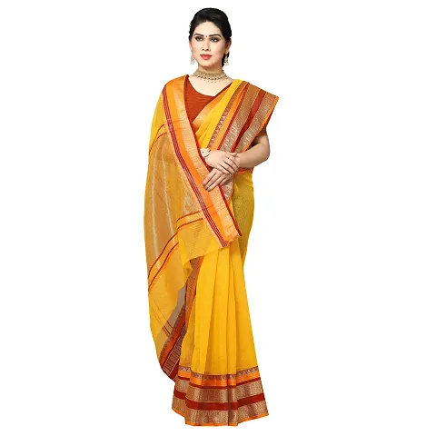 Fabulous Kota Doria Self Pattern Saree with Blouse piece For Women