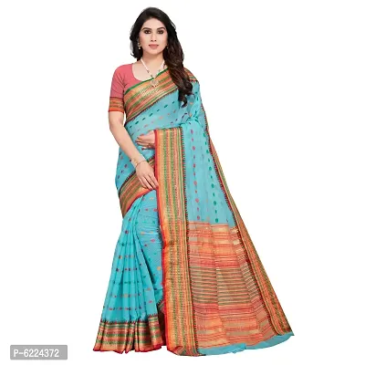 Fabulous Kota Doria Cotton Self Pattern Saree with Blouse piece For Women-thumb0