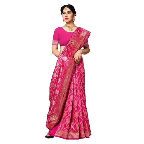 Alluring Silk Blend Jacquard Sarees With Blouse Piece