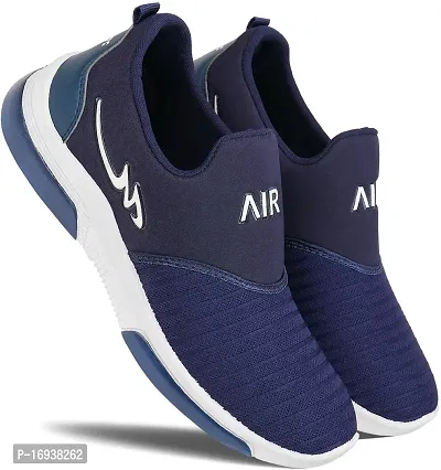 Stylish Navy Blue Mesh Running Shoes For Men-thumb3