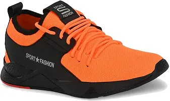 Stylish Orange Mesh Running Shoes For Men-thumb1