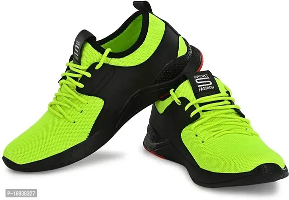Stylish Green Mesh Running Shoes For Men-thumb0