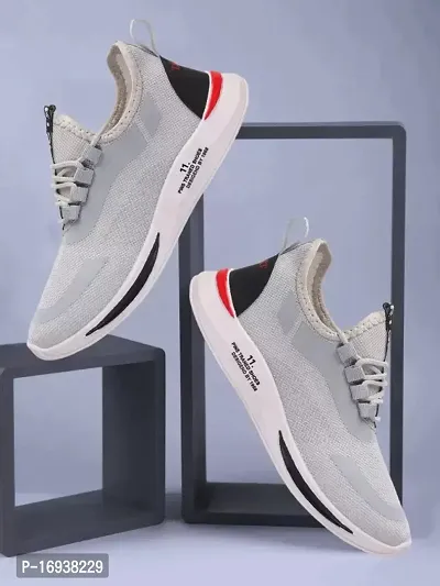 Stylish Grey Mesh Running Shoes For Men