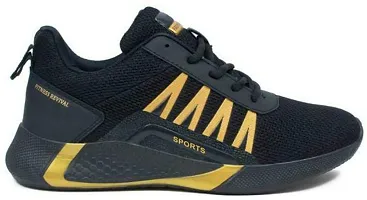 Stylish Black Mesh Running Shoes For Men-thumb3