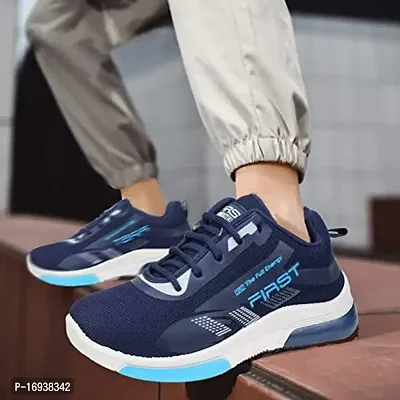 Stylish Navy Blue Mesh Running Shoes For Men