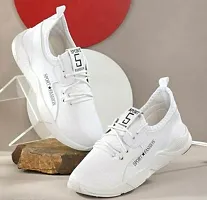 Stylish White Mesh Running Shoes For Men-thumb3