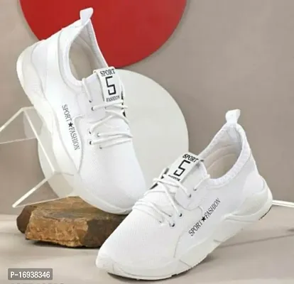 Stylish White Mesh Running Shoes For Men-thumb4