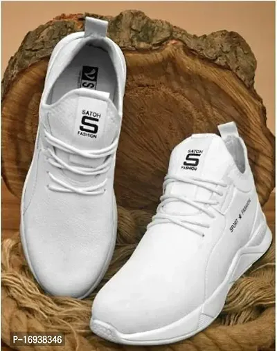 Stylish White Mesh Running Shoes For Men-thumb3