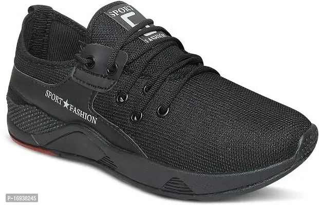Stylish Black Mesh Running Shoes For Men