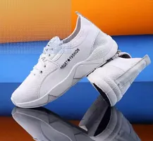 Stylish White Mesh Running Shoes For Men-thumb1