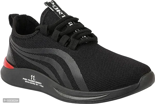 Stylish Black Mesh Running Shoes For Men-thumb4