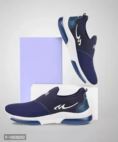 Stylish Navy Blue Mesh Running Shoes For Men-thumb0