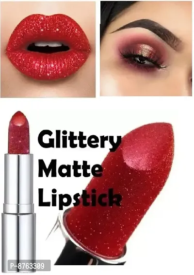 Glitter Lipstick Long Lasting Diamond Red Glitter Sparkly Waterproof Lipstick-thumb0